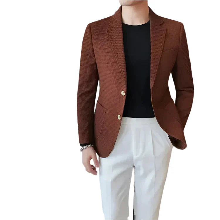Blazer Zelvon ZLN109 masculino com corte ajustado, tecido confortável e lapelas clássicas.